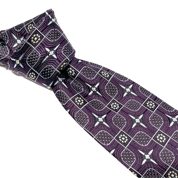 Joseph A Bank Silk Tie Purple Blue - Picture 3 of 6